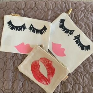 Super Cute Cosmetic Bags with Lip and Eyelash Design